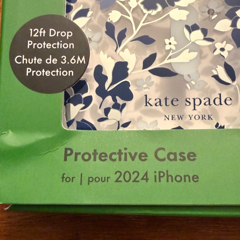 Kate SpadeFlowered Blue Gems iPhone Protective Case for 2024 iPhone NWB - Picture 2 of 4